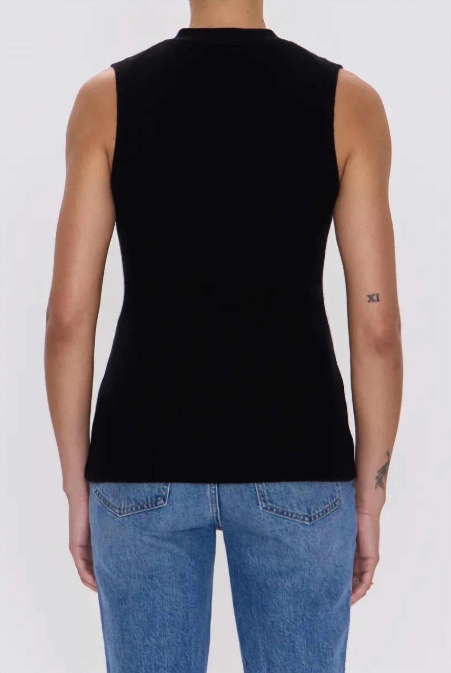 PISTOLA Audra Sweater Vest in noir 1 - women's jacket - detail view