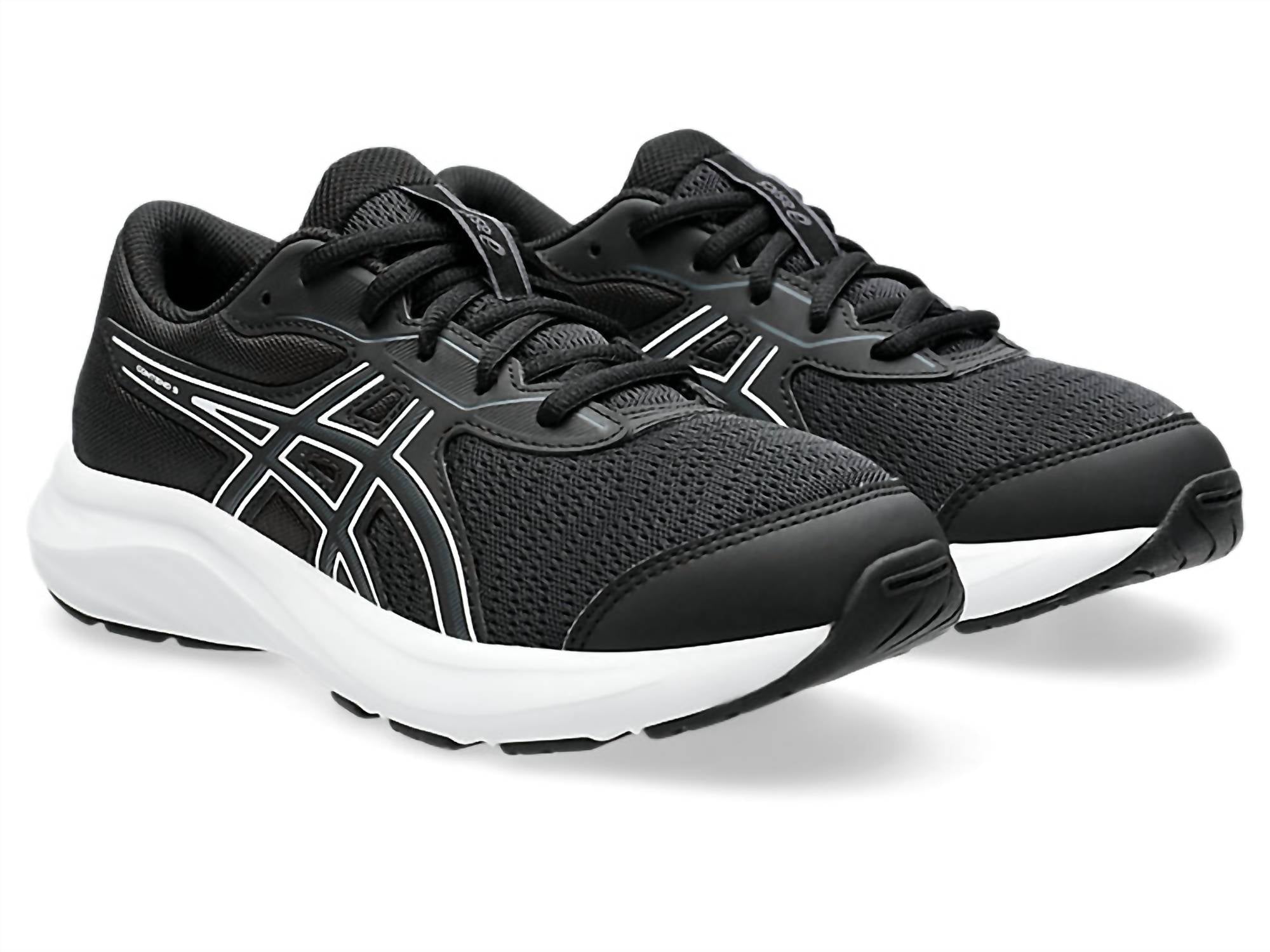 ASICS Grade School Kid's Contend 9 Sneaker in black white - kids' sneaker - alternate view