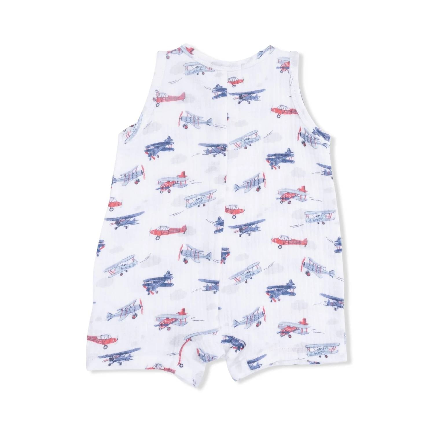 Angel Dear - Kids Vintage Planes Muslin Sleeveless Shortie Romper