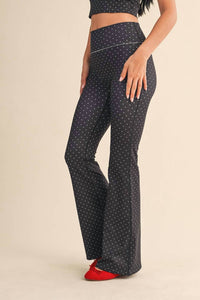 Kimberly C - Polka Dot Flare Pants with Lace Trim