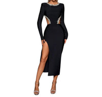 Rachel Allan - Crystal Embellished Cutout Waist Bandage Dress