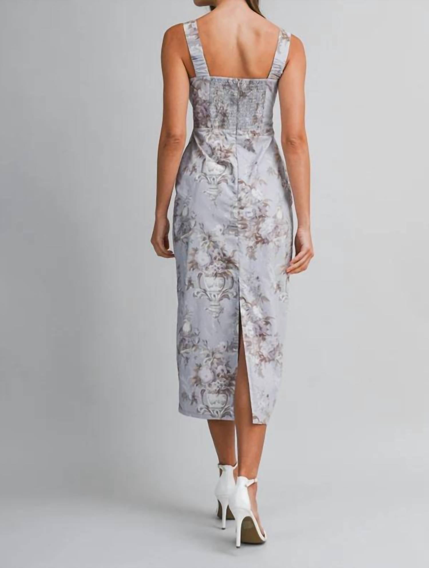 Mable - Steph Floral Printed Sleeveless Midi Dress