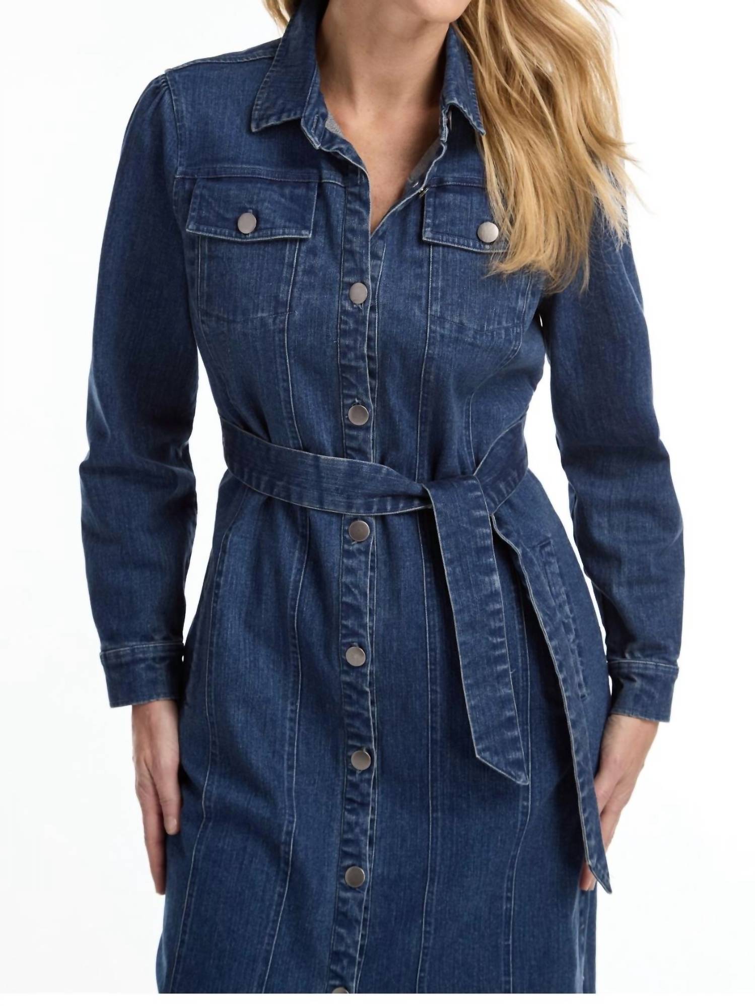 Fdj - denim midi dress with belt