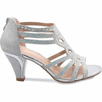 Forever - Women's Glitter Open Toe Rhinestone Heels