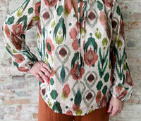TRIBAL Puff Sleeve Blouse in beige - women's blouse