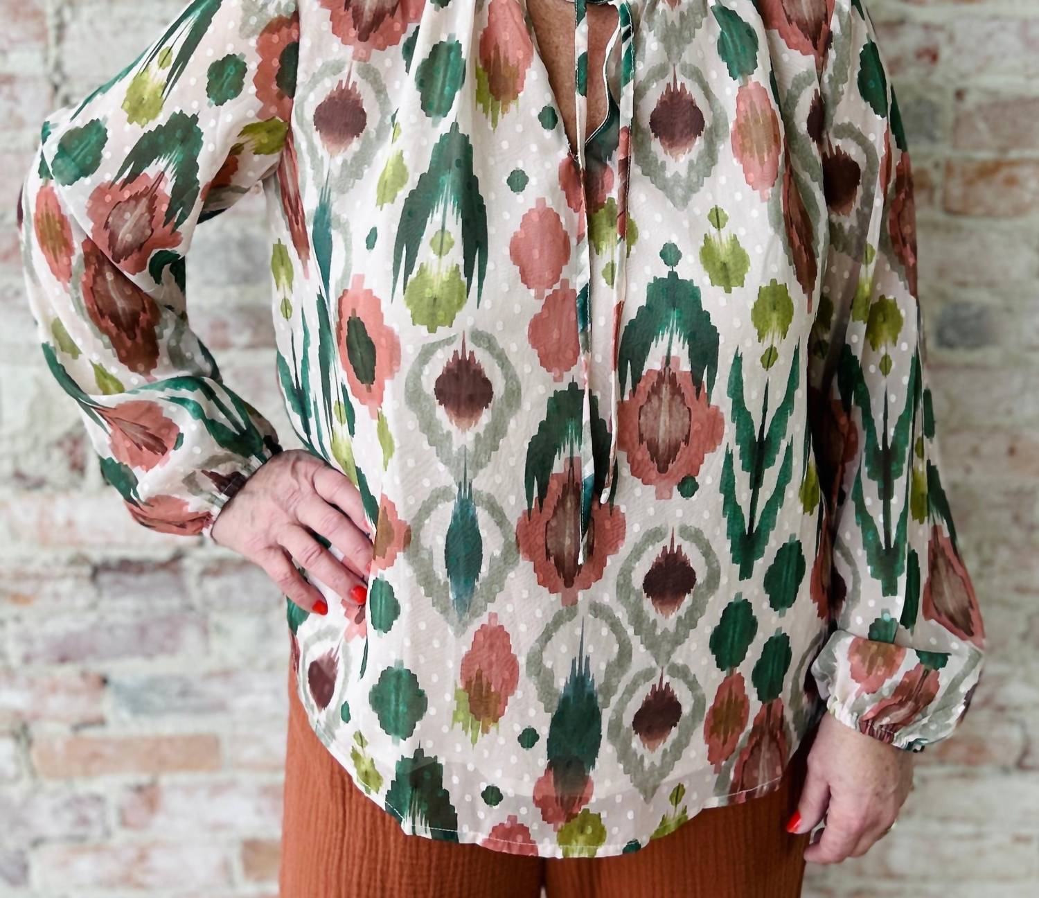TRIBAL Puff Sleeve Blouse in beige - women's blouse