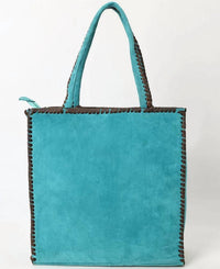 American Darling Women's Boot Stitch Suede Leather Purse in turquoise - women's bag - detail view