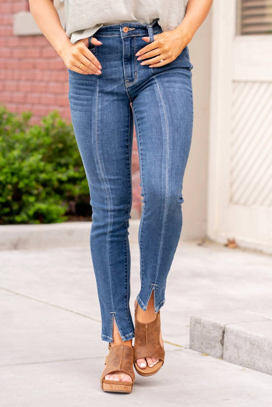Judy Blue - High Waist Front Seam Detail Slit Skinny Jean