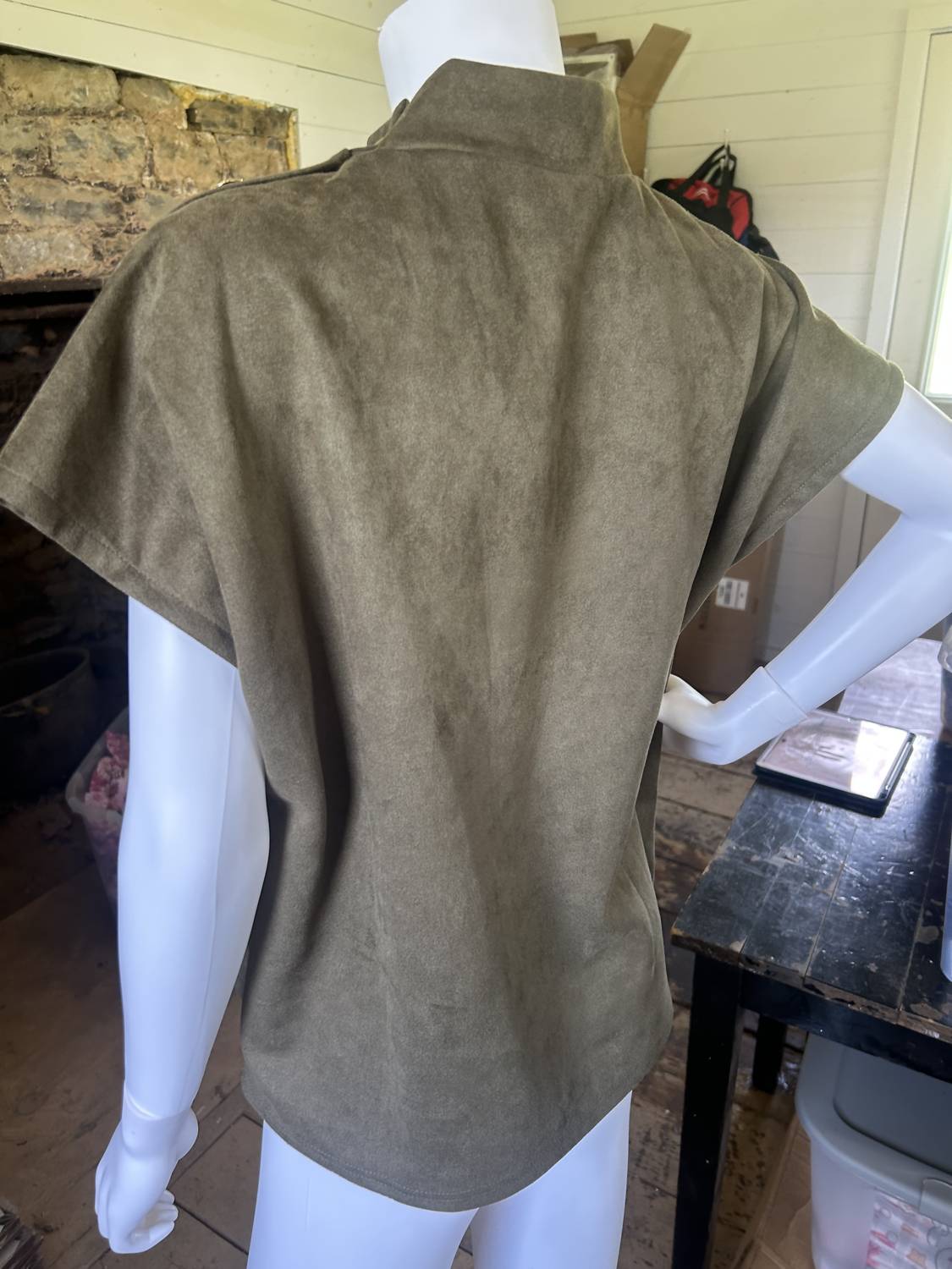 Thml - Women's Short Sleeve Suede Top