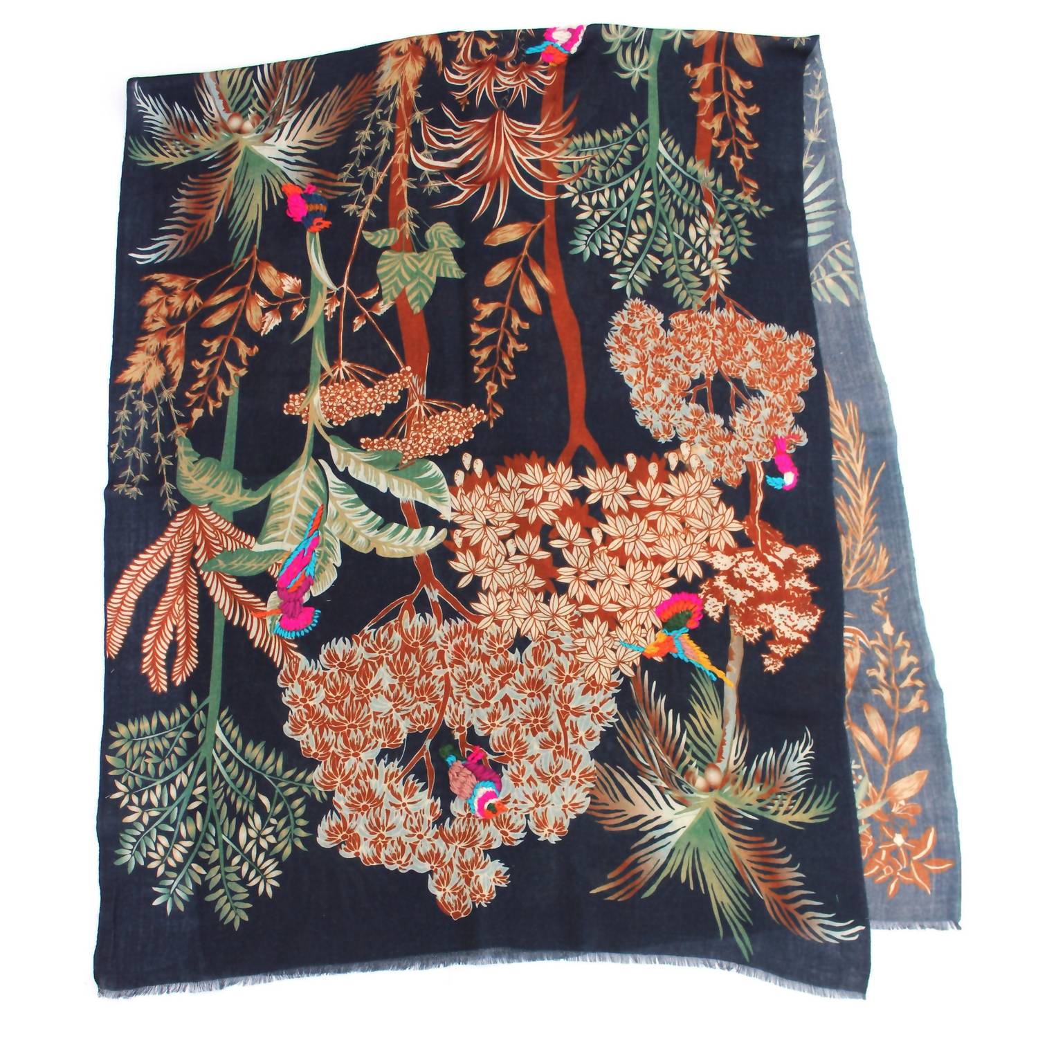 Vismaya - Women's Woodland Embroidered Wool Scarf