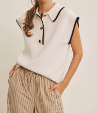 In February - Modern Henley Style Sweater Vest