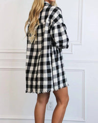 Risen - Pumpkin Patch Plaid Shirt Dress