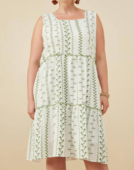 Hayden La - Botanical Embroidered Ruffle Tiered Tank Dress - Plus