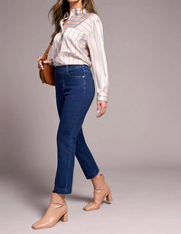 Tribal - Audrey Pull-on Crop Straight Jeans With Front Crease