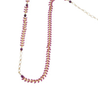 Nadine Delépine Women's Enameled Brass Leaf Chain And Glass Beads Necklace in red - women's jewelry - alternate view