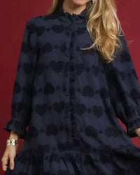 Umgee - Ruffle Trim Heart Print Dress