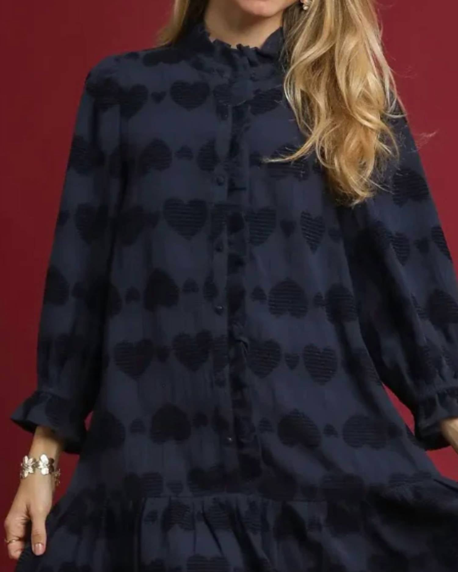 Umgee - Ruffle Trim Heart Print Dress