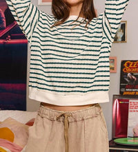 Bucketlist - Striped Texture Relaxed Silhouette Top