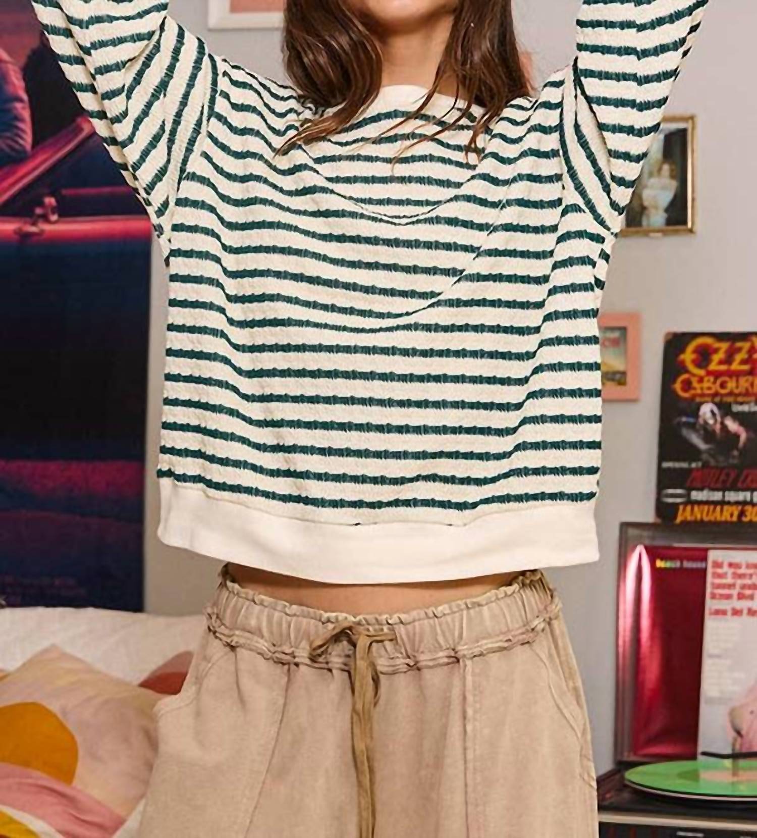 Bucketlist - Striped Texture Relaxed Silhouette Top