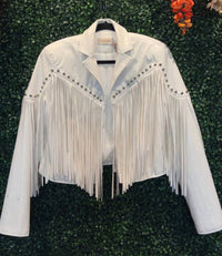 Saints & Hearts - Fringe Faux Leather Stud Detail Jacket