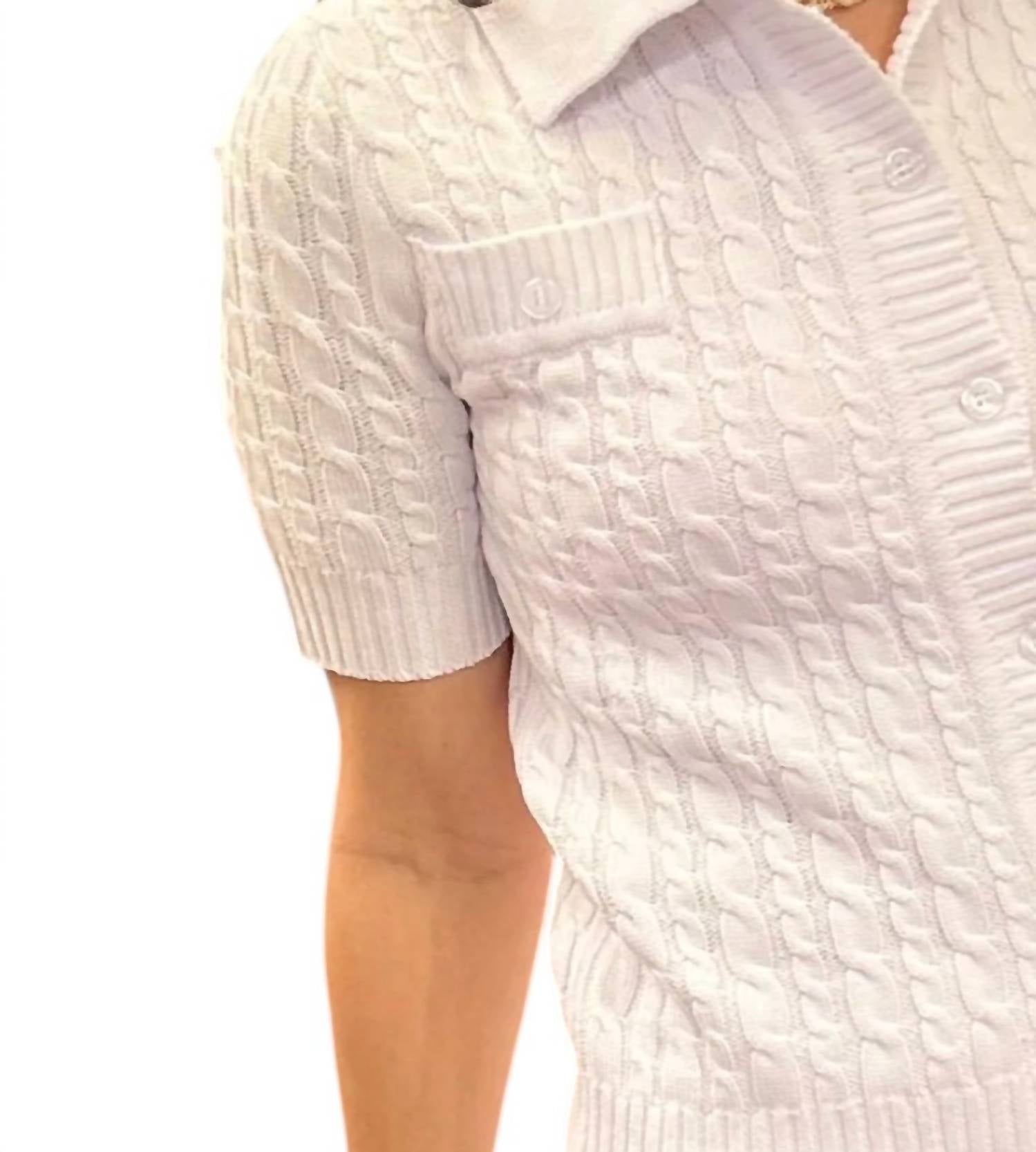 Incashmere - Short Sleeve Allover Cable Sweater