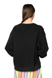 QUEEN OF SPARKLES Tonal Queen Card Sweatshirt in black - women's top - detail view