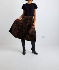 Bella Dahl Pleated Midi Skirt in micro leopard - women's skirt - alternate view