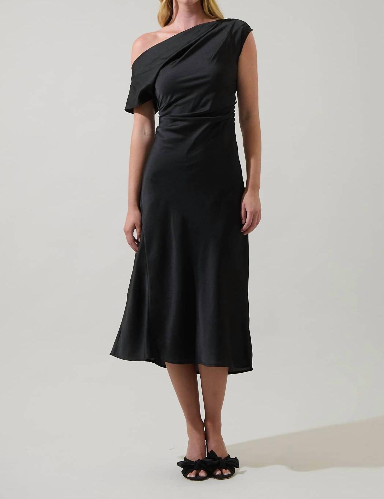 Sugarlips - Rizzo Satin Off The Shoulder Midi Dress