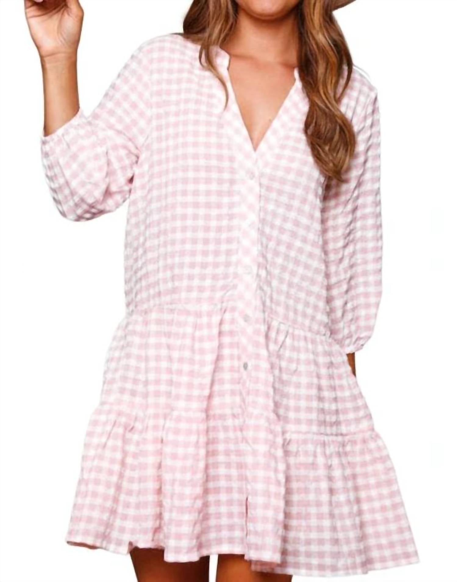Fantastic Fawn - Gingham Tiered Mini Dress