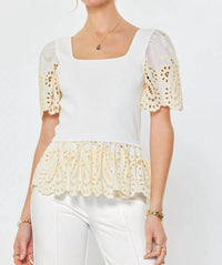 Current Air - Delicate Darling Mixed Media Woven Combo Top