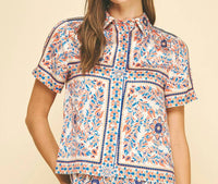 PINCH Palmira Button Down Top in multi - women's blouse