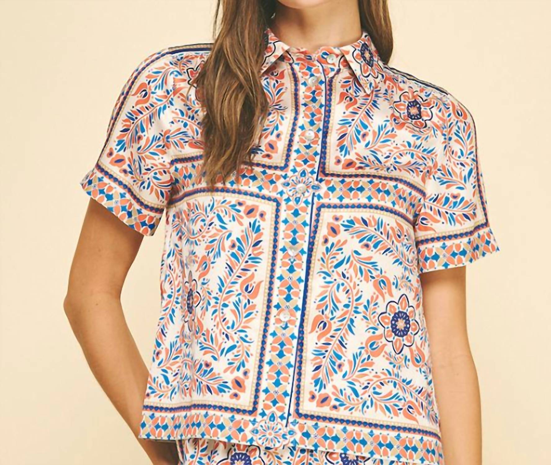 PINCH Palmira Button Down Top in multi - women's blouse