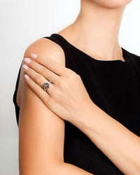 Avenue Chic Evil Eye Skinny Ring in silver - women's jewelry - detail view