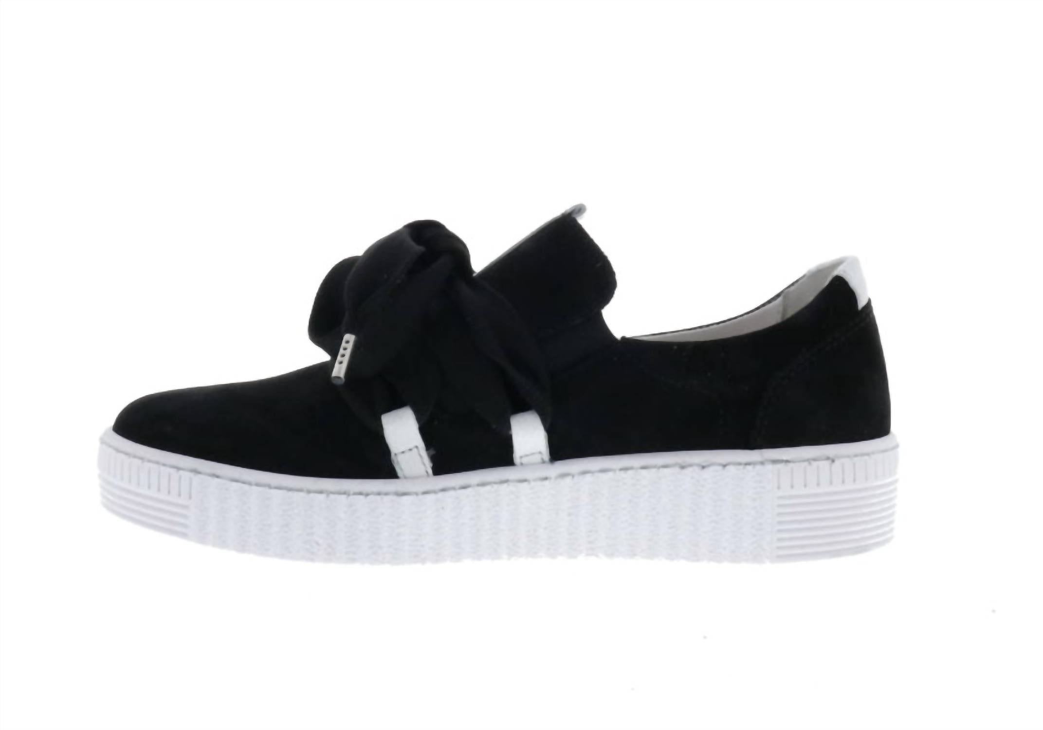 GABOR Women's Slip On Trainer Sneaker in soft nubuk cervo schwarz weiss ice - women's sneaker - detail view