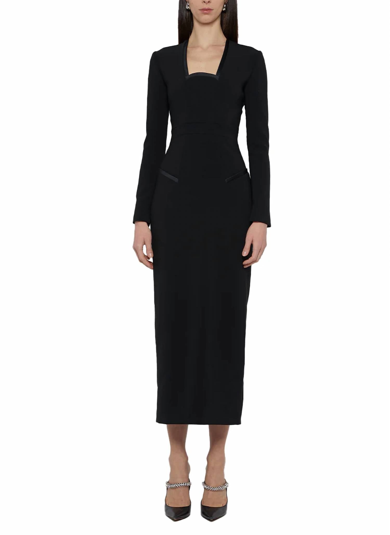 Prabal Gurung - Squareneck Long Sleeve Sheath Dress