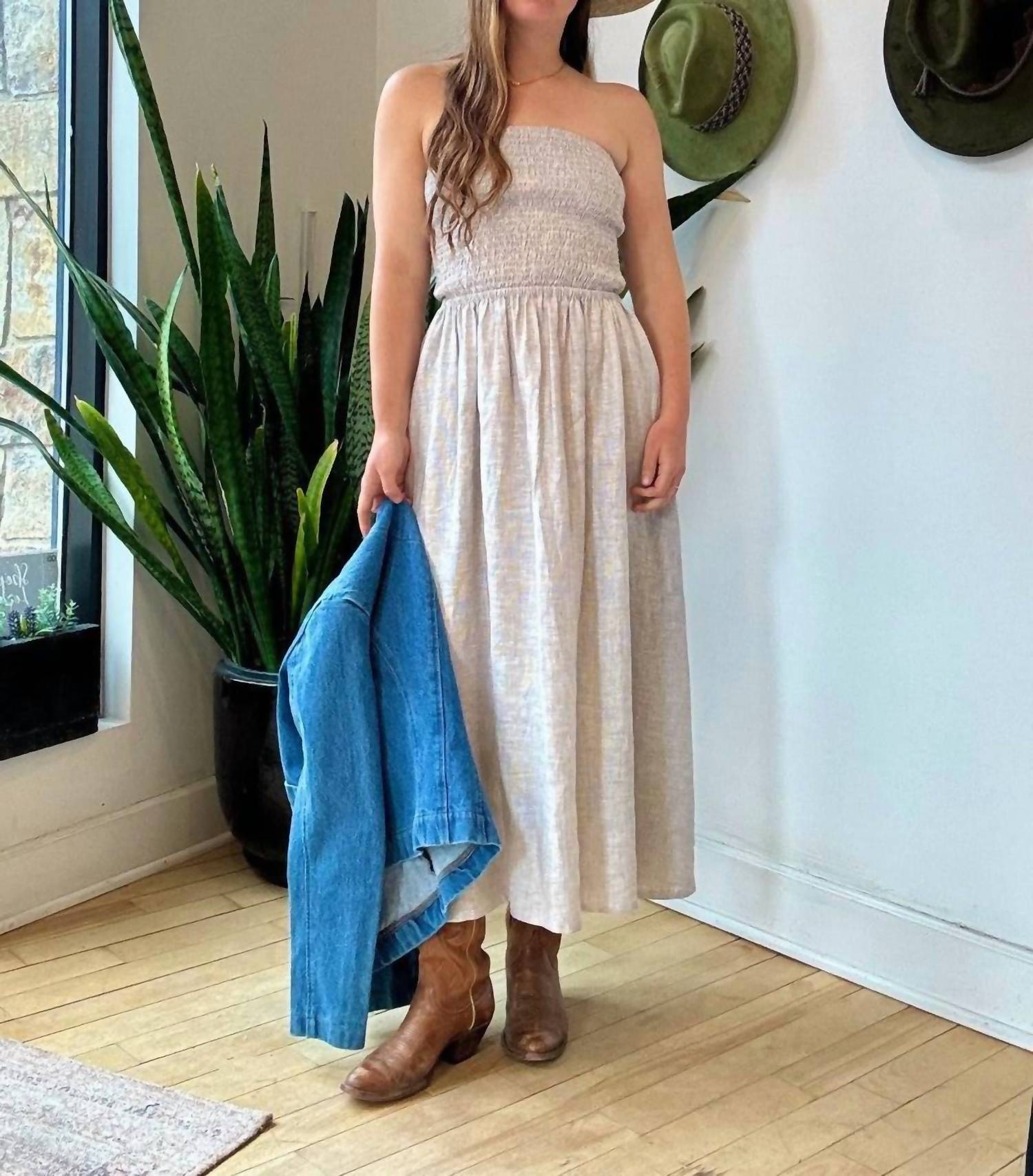 NARY Tube Midi Sundress in gray stripe - women's dress