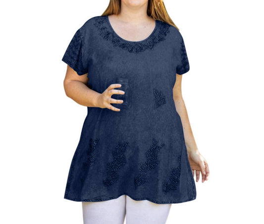 On The Plus Side - Brin Short Sleeve Chambray Tunic - Plus