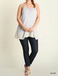 Umgee - Lace Flared Tank Top