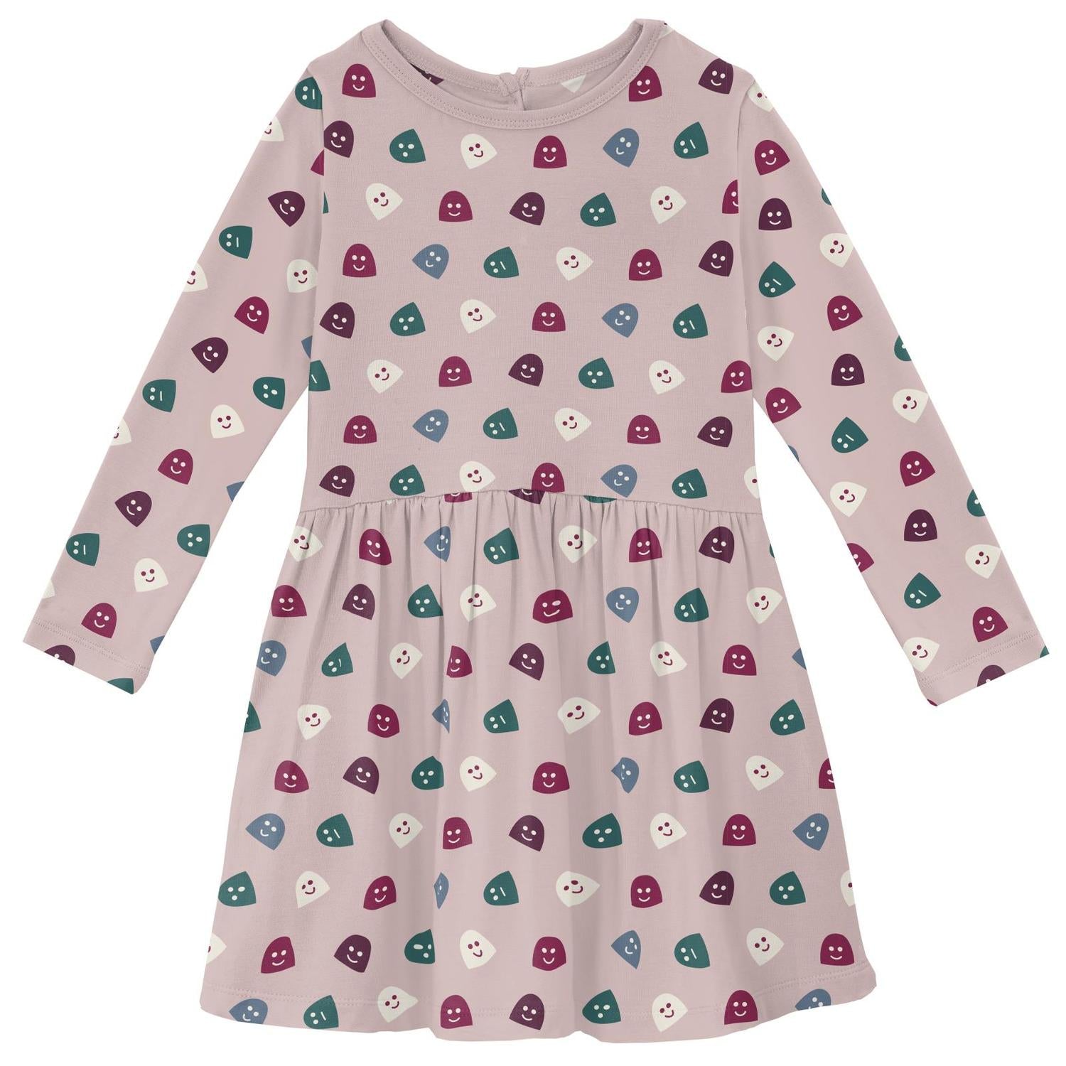 Kickee - Girls' Bamboo Print Long Sleeve Twirl Dress