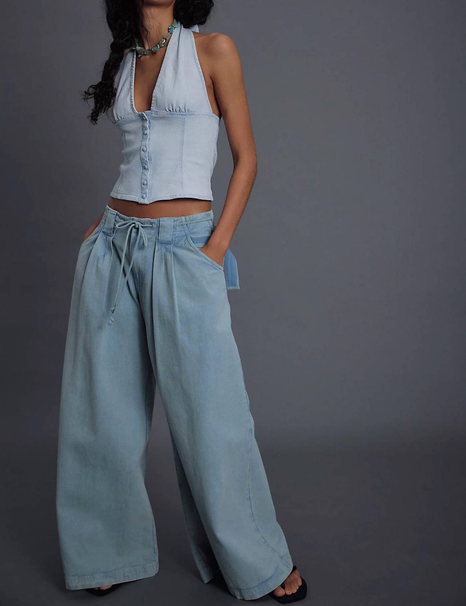 Free People - RAMONA DENIM HALTER TOP