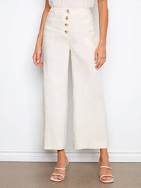 Charlie B - Stretch Linen Wide Leg Button Front Pants