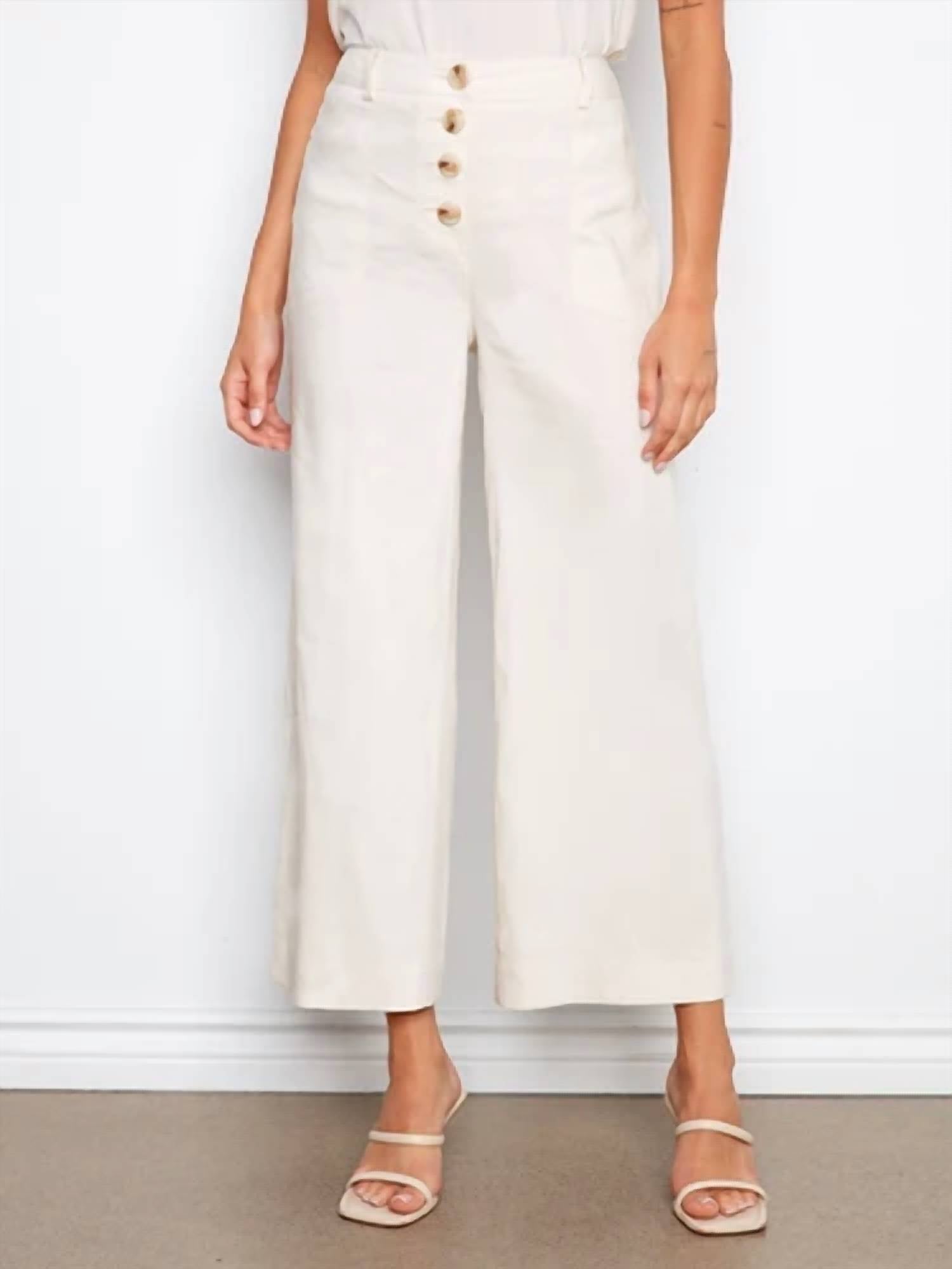 Charlie B - Stretch Linen Wide Leg Button Front Pants