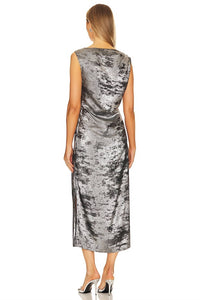 Brochu Walker Trey Draped Waist Dress in galaxy silver 2 - women's dress - alternate view
