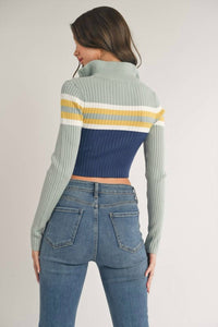 Klesis - Crop Stripe Zip Pullover