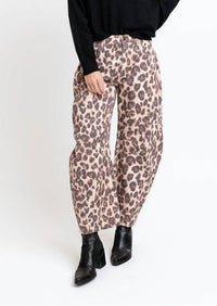 Karlie - Leopard Denim Barrel Leg Jean