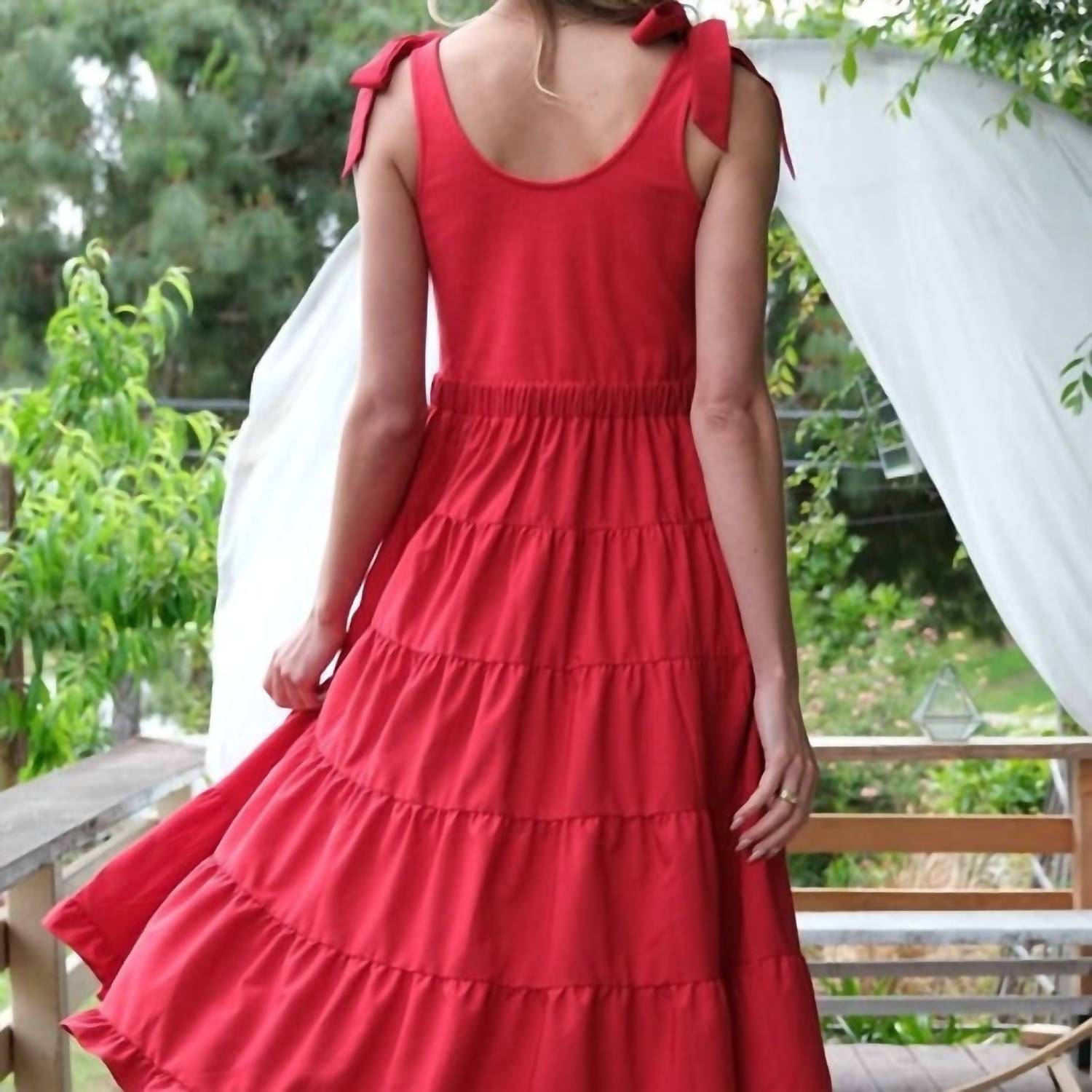 Hailey & Co - Shoulder Tie Tiered Maxi Dress