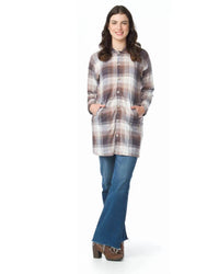 Papillon - Brushed Plaid Button Up Sweater Dress