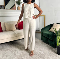 Entro - The Harper Wide Leg Linen Blend Cropped Pants