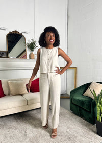 Entro - The Harper Wide Leg Linen Blend Cropped Pants