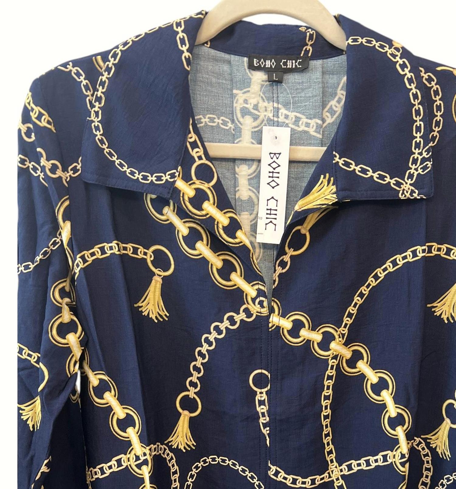 Boho Chic - Women's 3/4 Sleeve Collared Top
